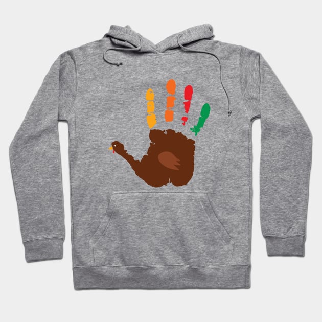 Thanskgiving Turkey Hand Print Hoodie by Gobble_Gobble0